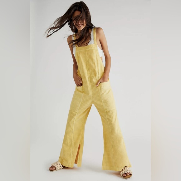 Free People Denim - Free People Yellow Women's Savannah Overalls